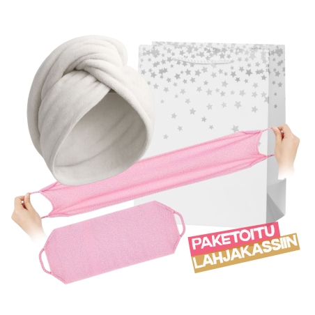 HIUSTEN KUIVAUSTURBAANI JA VARTALON PESULIINA LAHJAPAKKAUS